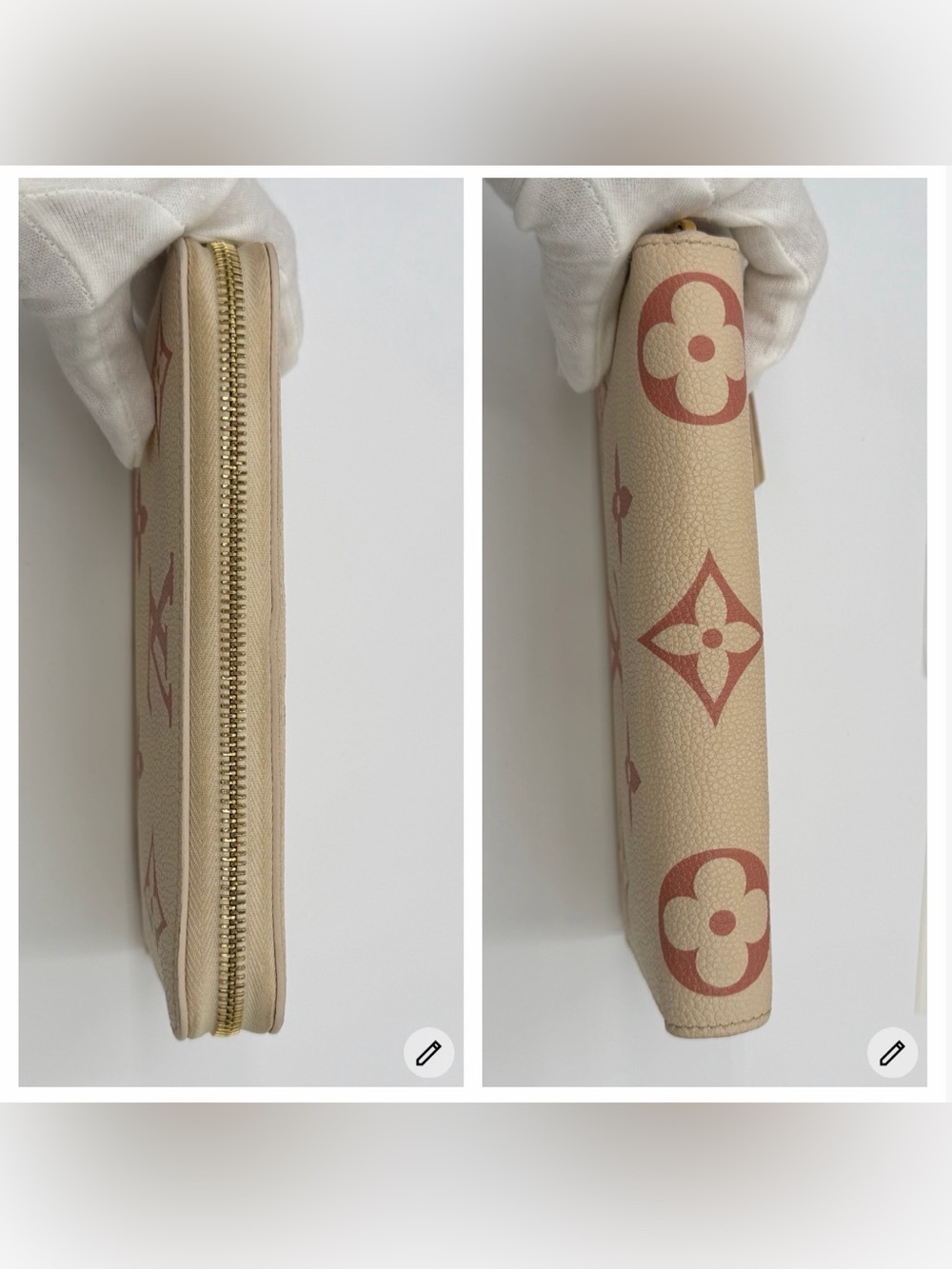 LV Cream & Pink Giant Empriente Monogram Zippy Wallet Full Set w/Entrupy COA - Picture 5 of 12